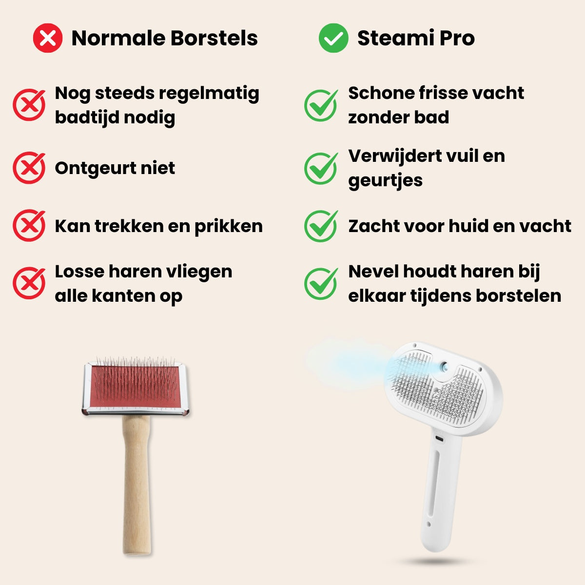 Steami Pro - Professionele Vachtverzorgings Borstel voor Huisdieren