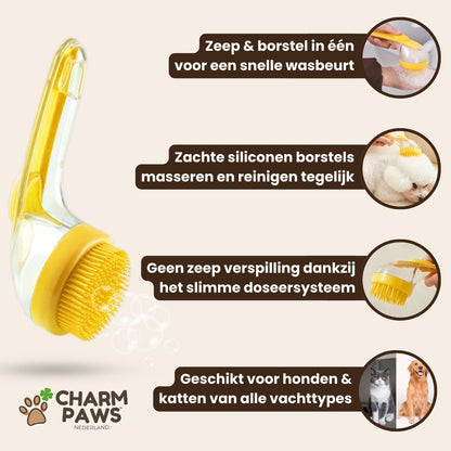 SoapyBrush - 2-in-1 Shampoo & Wasborstel voor Huisdieren
